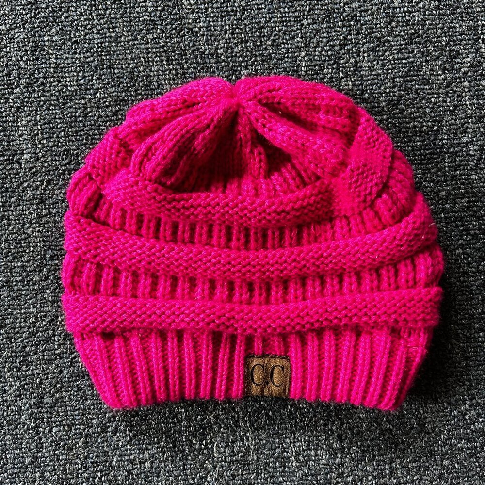 CC Brand Pink Warm Chunky Soft Stretch Cable Knit Skully Beanie Hats Cap OS